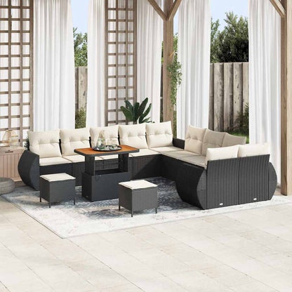 Conjunto de Sofá de Jardim 13 pcs Preto e creme 90 x 55 x 71 cm