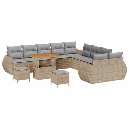 Conjunto de Sofá de Jardim Manual 13 pcs bege e cinzento claro