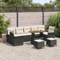 Conjunto de Sofá de Jardim 10 pcs Preto e Creme 90 x 55 x 71 cm