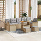Conjunto de Sofá de Jardim 10 pcs Bege e Cinza Claro