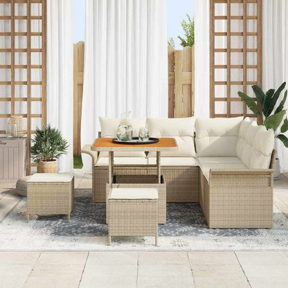 Conjunto de Sofá de Jardim 8 pcs Bege e Creme 80 x 80 x 71 cm