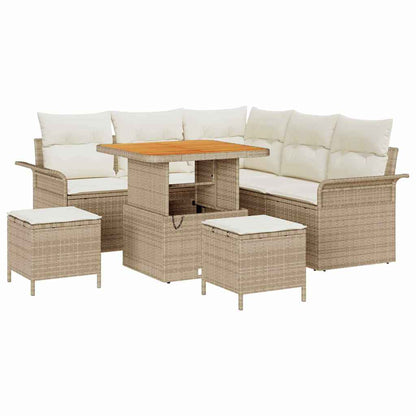 Conjunto de Sofá de Jardim 8 pcs Bege e Creme 80 x 80 x 71 cm