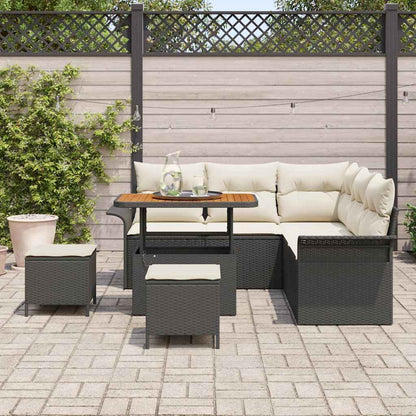 Conjunto de Sofá de Jardim com almofada 8 pcs Preto e Creme
