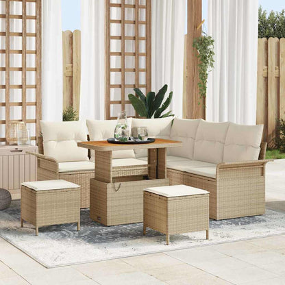Conjunto de Sofá de Jardim com almofada 8 pcs Bege e Creme