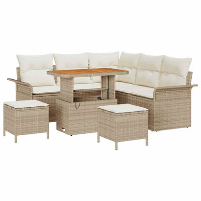 Conjunto de Sofá de Jardim com almofada 8 pcs Bege e Creme