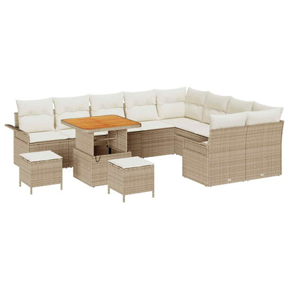 Conjunto de Sofá de Jardim 12 pcs Bege e Creme 80 x 80 x 71 cm