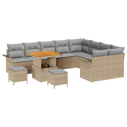 Conjunto de Sofá de Jardim 12 pcs Bege e Cinza Claro
