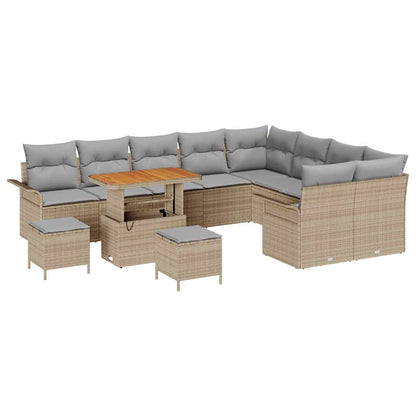 Conjunto de Sofá de Jardim 12 pcs Bege e Cinza Claro