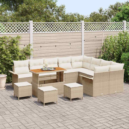 Conjunto de Sofá de Jardim 13 pcs Bege e Creme 110 x 55 x 71 cm