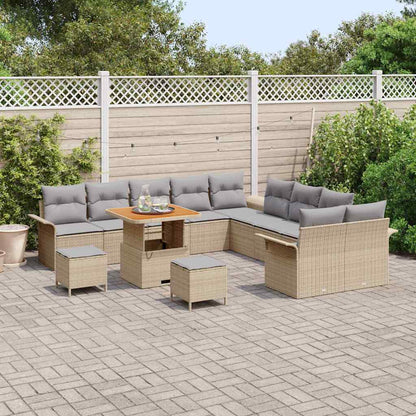 Conjunto de Sofá de Jardim 13 pcs Bege e Cinza Claro