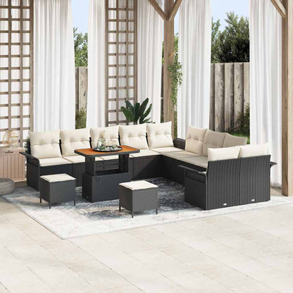 Conjunto de Sofá de Jardim 13 pcs Preto e Creme 90 x 55 x 71 cm