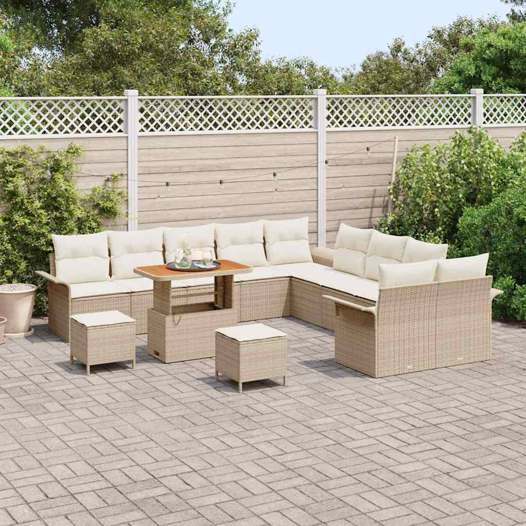 Conjunto de Sofá de Jardim 13 pcs Bege e Creme 90 x 55 x 71 cm