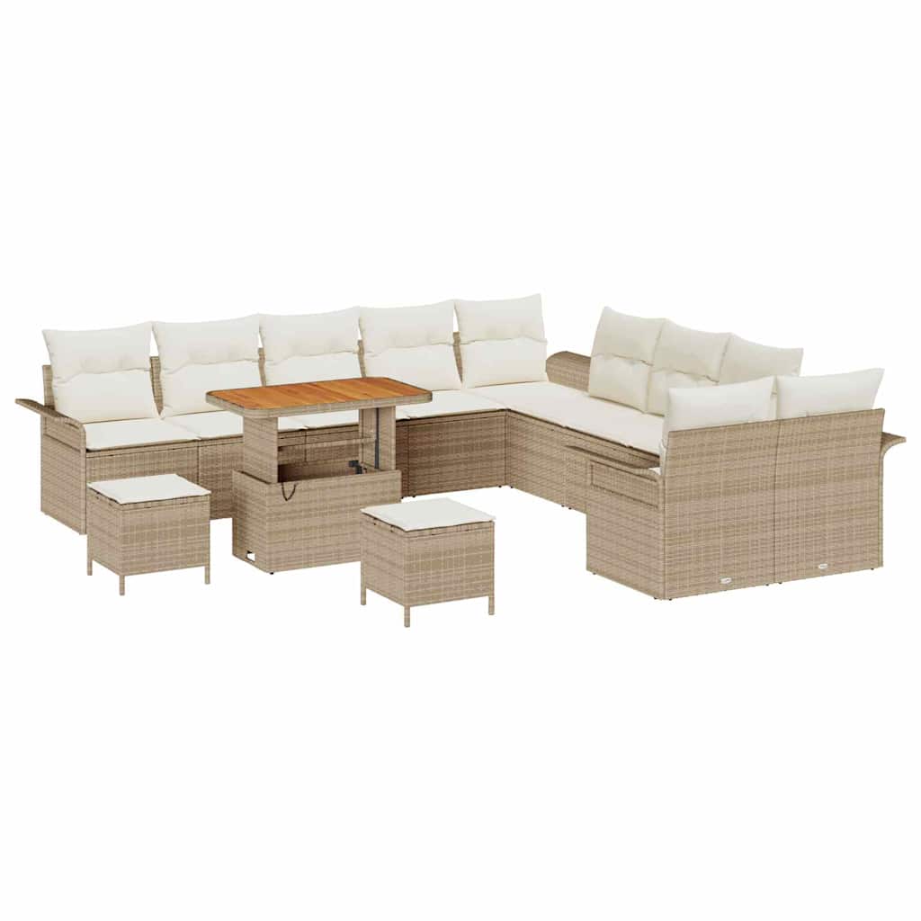 Conjunto de Sofá de Jardim 13 pcs Bege e Creme 90 x 55 x 71 cm