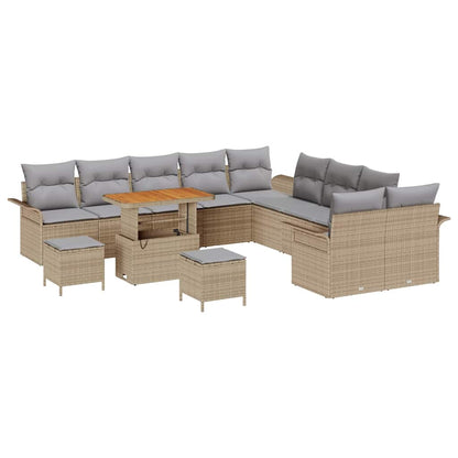 Conjunto de Sofá de Jardim 13 pcs Bege e Cinza Claro
