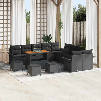 Conjunto de Sofá de Jardim 14 pcs Preto 110 x 55 x 71 cm