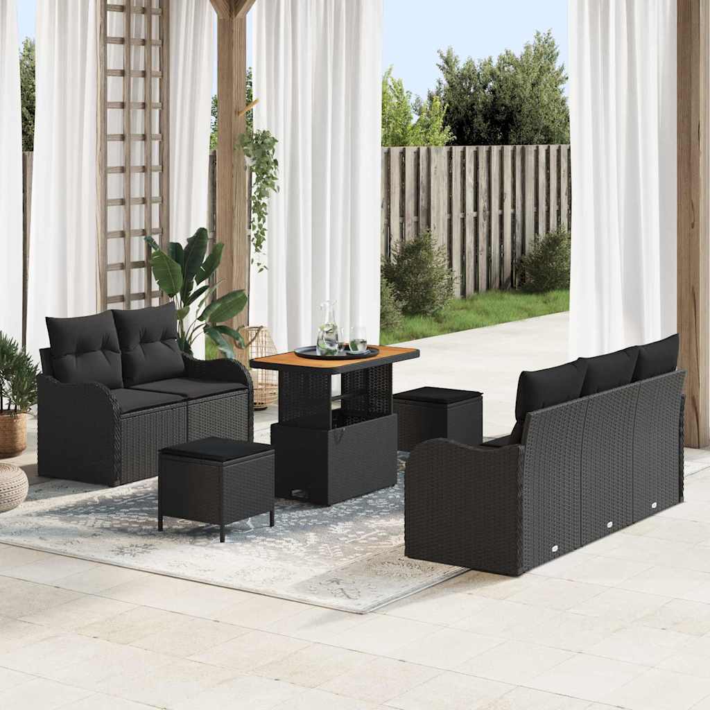 Conjunto de Sofá de Jardim 8 pcs Preto 90 x 55 x 71 cm