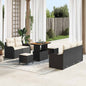 Conjunto de Sofá de Jardim 8 pcs Preto e Creme 90 x 55 x 71 cm