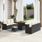 Conjunto de Sofá de Jardim 9 pcs Preto e Creme 80 x 80 x 71 cm