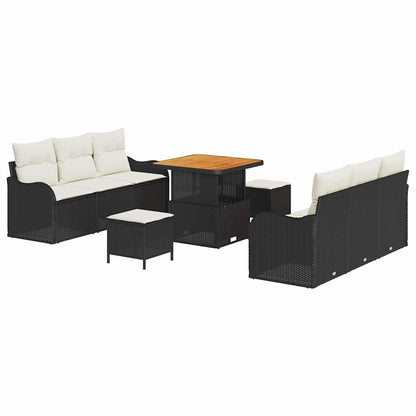 Conjunto de Sofá de Jardim 9 pcs Preto e Creme 80 x 80 x 71 cm
