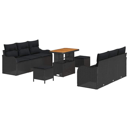 Conjunto de Sofá de Jardim 9 pcs Preto 90 x 55 x 71 cm
