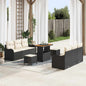 Conjunto de Sofá de Jardim 9 pcs Preto e Creme 90 x 55 x 71 cm