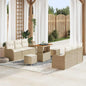 Conjunto de Sofá de Jardim 9 pcs Bege e Creme 90 x 55 x 71 cm