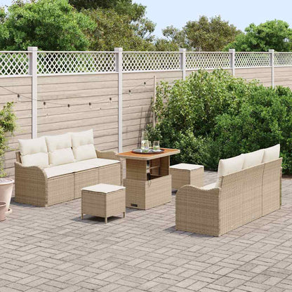 Conjunto de Sofá de Jardim 9 pcs Bege e Creme 90 x 55 x 71 cm