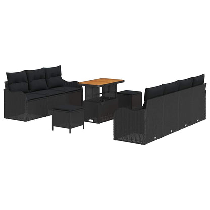 Conjunto de Sofá de Jardim 10 pcs Preto 90 x 55 x 71 cm