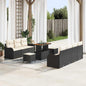 Conjunto de Sofá de Jardim 10 pcs Preto e Creme 90 x 55 x 71 cm
