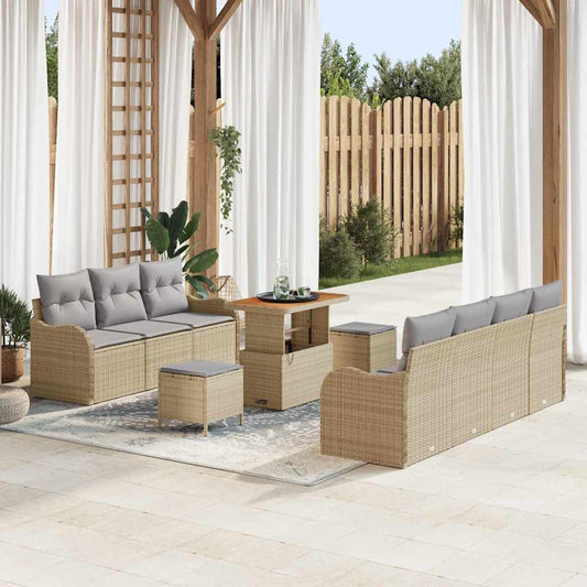 Conjunto de Sofá de Jardim 10 pcs Bege e Cinza Claro