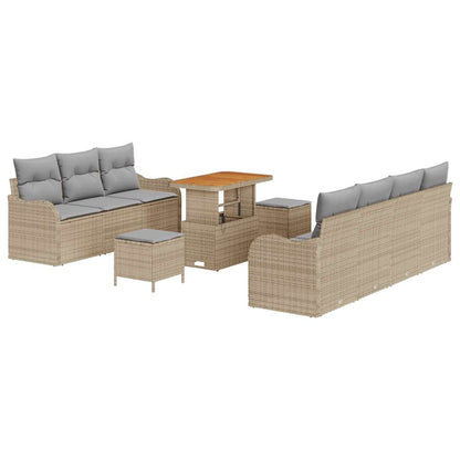 Conjunto de Sofá de Jardim 10 pcs Bege e Cinza Claro