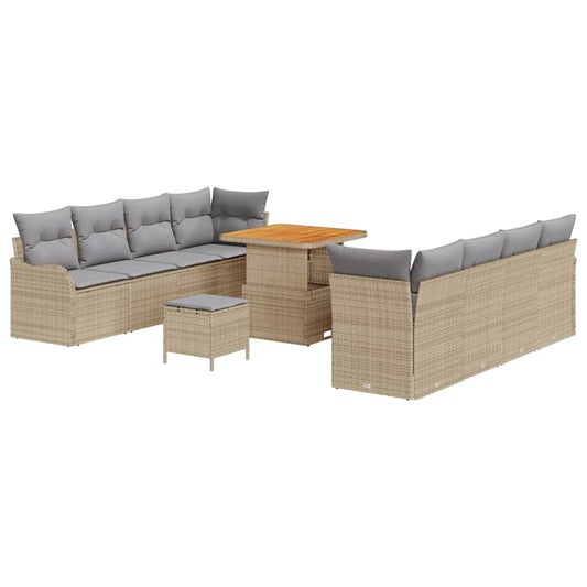 Conjunto de Sofá de Jardim 11 pcs Bege e Cinza Claro