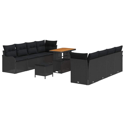 Conjunto de Sofá de Jardim 11 pcs Preto 90 x 55 x 71 cm