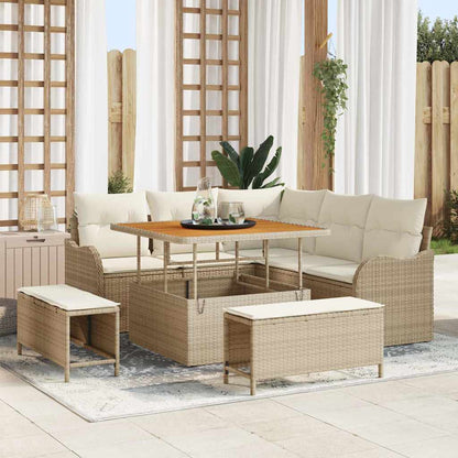 Conjunto de Sofá de Jardim 8 pcs Bege e Creme 100 x 100 x 71 cm