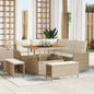 Conjunto de Sofá de Jardim 8 pcs Bege e Creme 100 x 100 x 71 cm