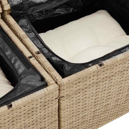 Conjunto de Sofá de Jardim 9 pcs Bege e Creme 110 x 55 x 71 cm