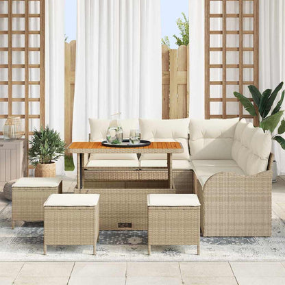 Conjunto de Sofá de Jardim 9 pcs Bege e Creme 110 x 55 x 71 cm
