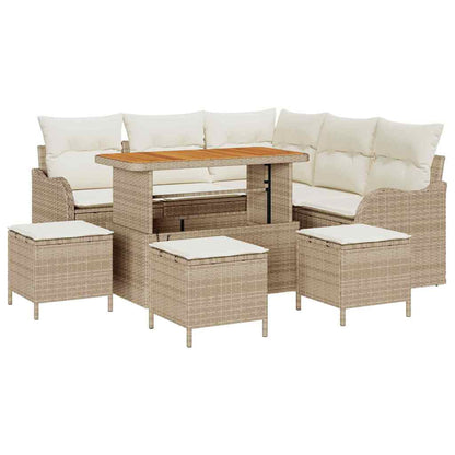Conjunto de Sofá de Jardim 9 pcs Bege e Creme 110 x 55 x 71 cm