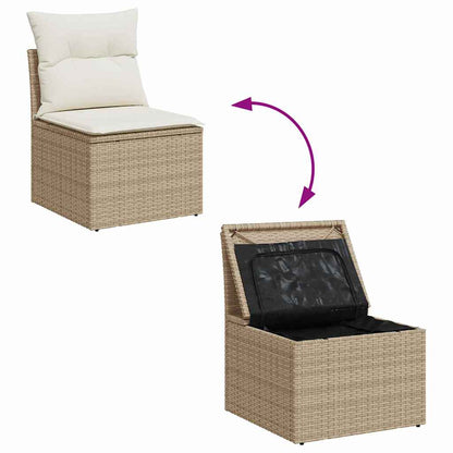 Conjunto de Sofá de Jardim 9 pcs Bege e Creme 110 x 55 x 71 cm
