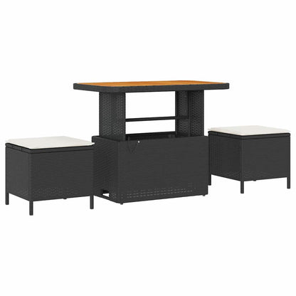 Conjunto de Sofá de Jardim com almofada 9 pcs Preto e Creme