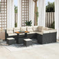 Conjunto de Sofá de Jardim 12 pcs Preto e Creme 90 x 55 x 71 cm