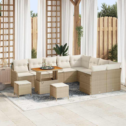 Conjunto de Sofá de Jardim 12 pcs Bege e Creme 90 x 55 x 71 cm