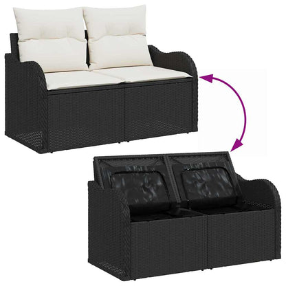 Conjunto de Sofá de Jardim com almofada 13 pcs Preto e Creme