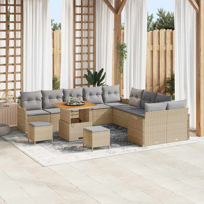 Conjunto de Sofá de Jardim 13 pcs Bege e Cinza Claro