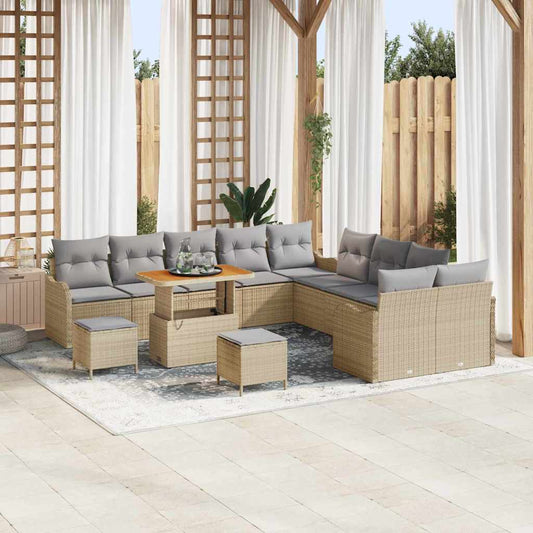 Conjunto de Sofá de Jardim 13 pcs Bege e Cinza Claro