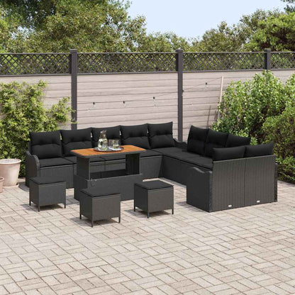 Conjunto de Sofá de Jardim 14 pcs Preto 110 x 55 x 71 cm