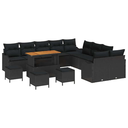 Conjunto de Sofá de Jardim 14 pcs Preto 110 x 55 x 71 cm