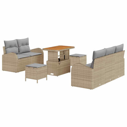 Conjunto de Sofá de Jardim 8 pcs Bege e Cinza Claro