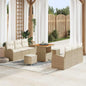 Conjunto de Sofá de Jardim 9 pcs Bege e Creme 80 x 80 x 71 cm