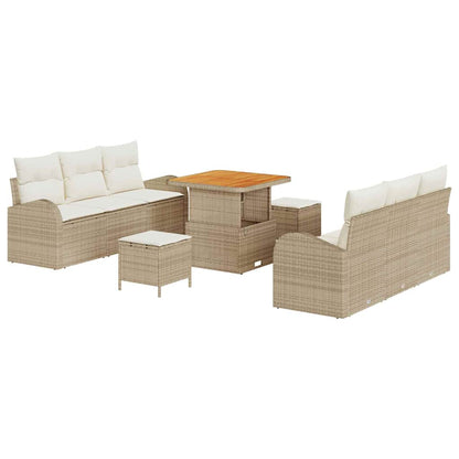 Conjunto de Sofá de Jardim 9 pcs Bege e Creme 80 x 80 x 71 cm
